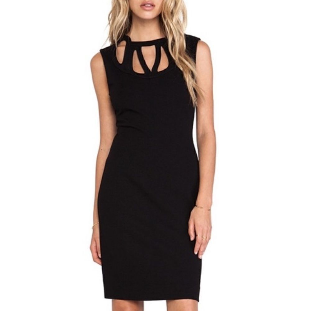 Diane von Furstenberg Black Amy Cut Out Shift Dress Size 6